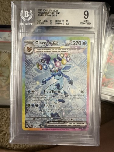 Pokemon 2025 Glaceon ex 150/131 Prismatic Evolutions SIR Holo BGS 9