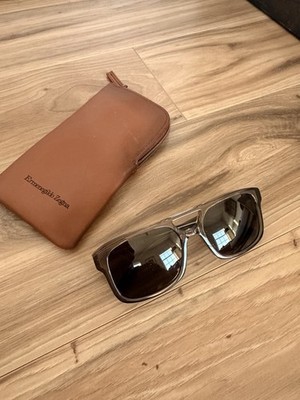 Zegna EZ 0209 50E Men's Square Brown Plastic Sunglasses Brown Lens 140mm