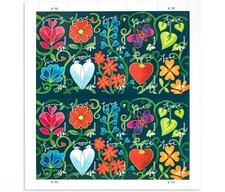 USPS Postage Stamps Sheet OF 20 First Class Letter Garden of Love