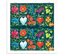 USPS Postage Stamps Sheet OF 20 First Class Letter Garden of Love