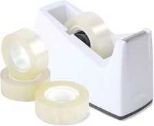 Image of Desktop Tape Dispenser Weighted Base with 4 Tape Rolls 25mm Core White