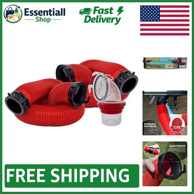 EZ Coupler 20-Foot RV Sewer Hose Kit with Clearview Adapter - Leak-Proof Design