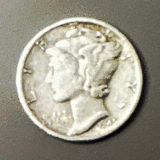 1945 Mercury Dime Error Li &ldquo;f&rdquo; erty Business Strike Philadelphia 90% Silver