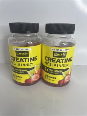 2 Pack CON-CRET Creatine Gummies Berry Zing Flavor, 60 Count Each BBD 12/26