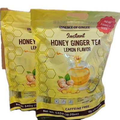 Family Size Instant Honey Ginger Tea Lemon Flavor 30 sachets Caffeine Free 2pack