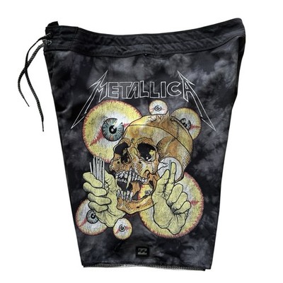 Limited Edition Billabong Metallica Pushead Board Shorts Swim Trunks Size 33 EUC