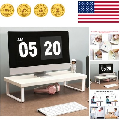 Elegant Wood Monitor Stand - 15.75'' Space-Saving Shelf for Organized Workspaces