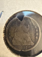 1857 Liberty Seated Half Dime  VF Details. Cut