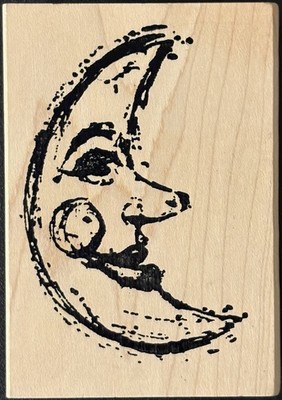 Art Impressions Crescent Moon Face Sketch Rubber Stamp M-2260 | eBay
