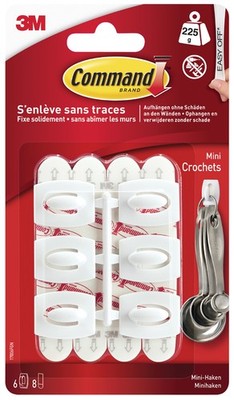 3M Command Mini-Haken Kunststoff Größe: S weiß 6er Pack Tragkraft: 225 g