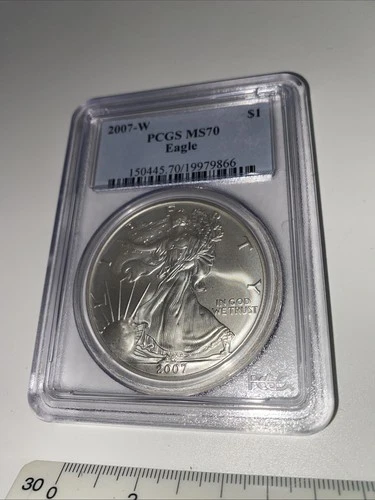 2007-W BURNISHED AMERICAN SILVER EAGLE PCGS SP70 BLUE LABEL