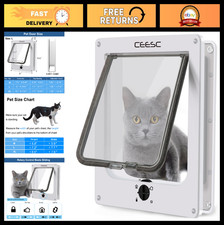 Large Cat Door for Interior/Exterior Pets 23.62", 4-Way Lock, Weatherproof, Adj