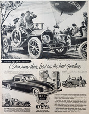 1909 Stoddard Dayton Studebaker Ethyl Gasoline Vintage 1953 Ad Magazine Print