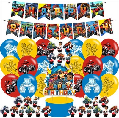 Blaze and The Monster Themed Birthday Party Supplies Set Happy Birthday Banne...