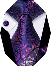 Paisley Tie Sets Floral Necktie Handkerchief Cufflinks Set Silk Woven Ties Busin
