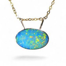 Sparkler' Genuine Australian Opal Pendant 14k Gem Gift 1.54g Q02