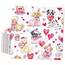 Pcs Valentine' s Day Dog Paper Napkins Disposable Napkin Romantic Love 100