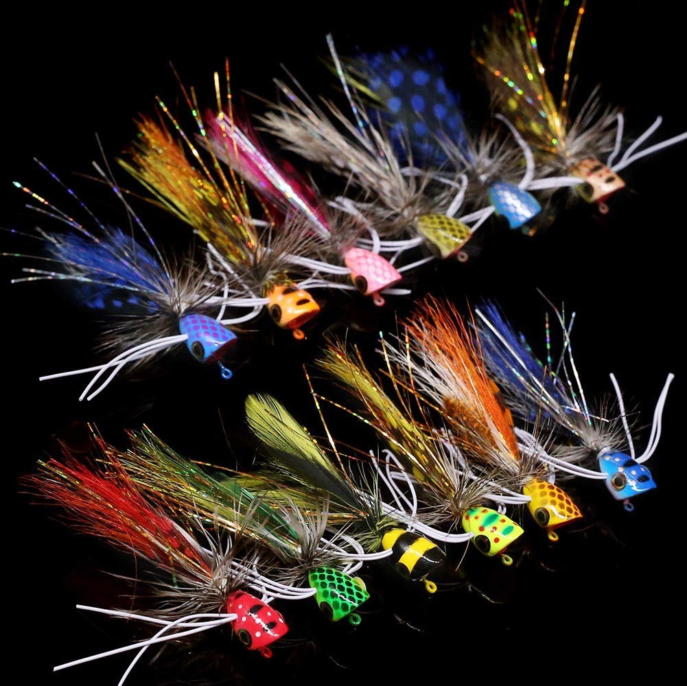 Popper-Flies-for-Fly-Fishing-Topwater-Panfish-Bluegill-Bass-Poppers Flies Bug... - Image 6