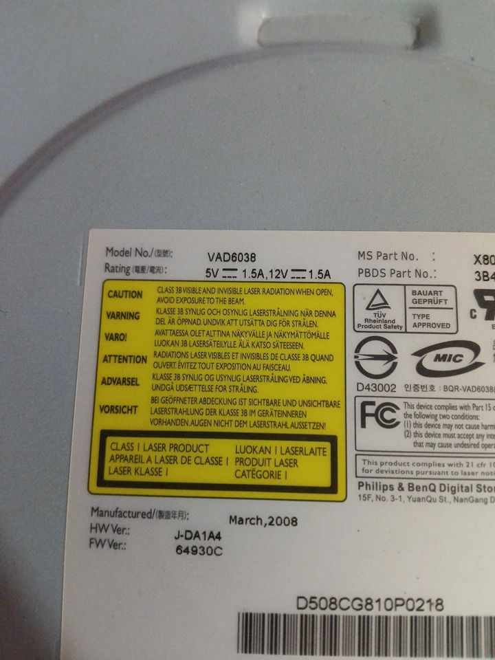 Phillips BenQ VAD6038 Disc Drive for XBOX 360 - Untested - Image 2 of 4