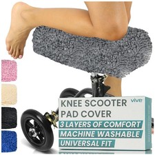Universal Fit Knee Walker Pad Cover - Soft Gray Memory Foam Cushion, Adjustable