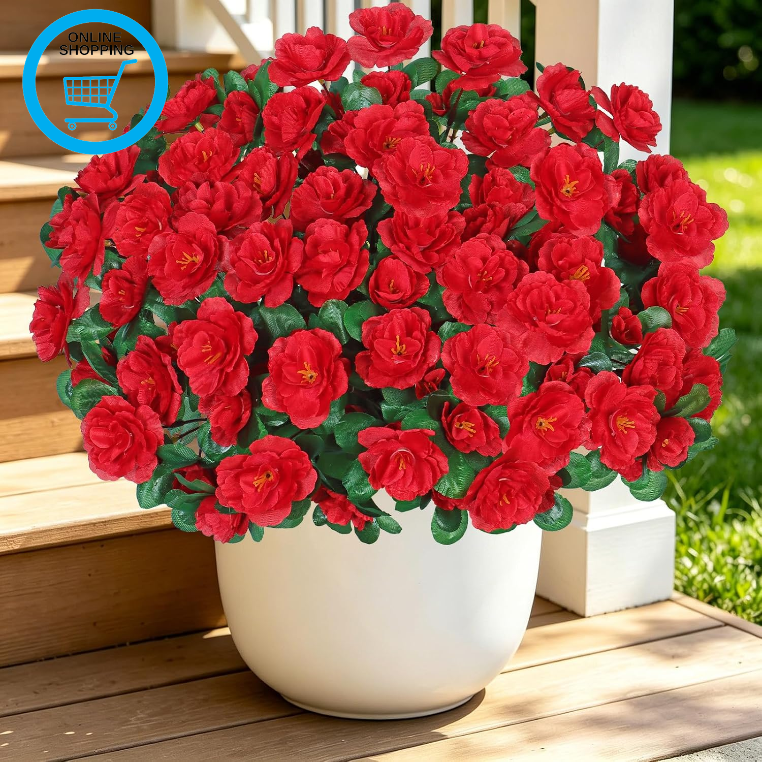 8 Bundles Artificial Flowers Outdoor UV Resistant Fake Silk Flowers Realistic Fa