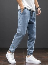 Spring Summer Black Blue Cargo Jeans Men Streetwear Denim Jogger Pants Men Baggy