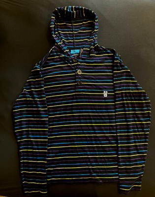 Blizzard StarCraft II Hoodie Mens Medium Striped Henley Shirt Terran Zerg Protos