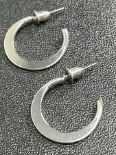Vintage Silver Tone Metal Hoop Earrings