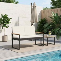 Bank Outdoor Schwarz Und Cremeweiß 107 X 61 X 80 Cm Poly-Rattan
