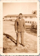Vintage WWII Era Photo - US Army Soldier in Uniform - Sepia Tone Snapshot c