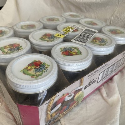Vintage Kerr Quilted Crystal Jelly Jars 8oz Set of 12 w/ Decorative Lids NIB