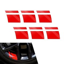 Wheel Rim Decal Stripes, 3.9" x 2.7" Wheel Rim Reflective Stickers 6 PCS Red