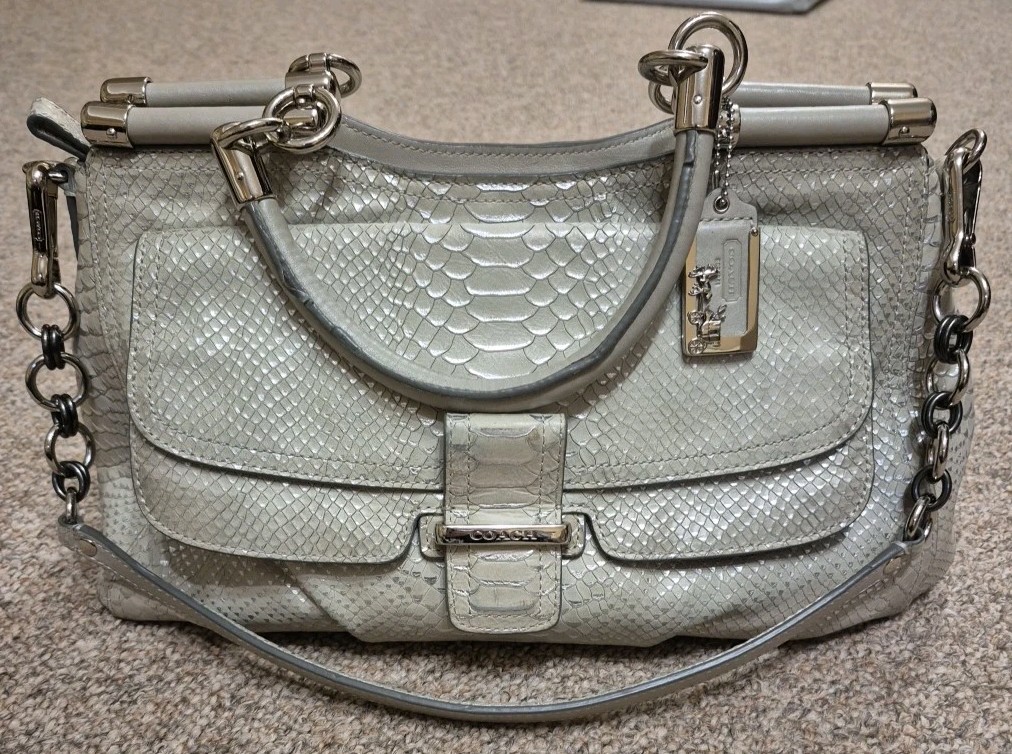Coach Madison Pinnacle Python Embossed Gray/Silve… - image 1