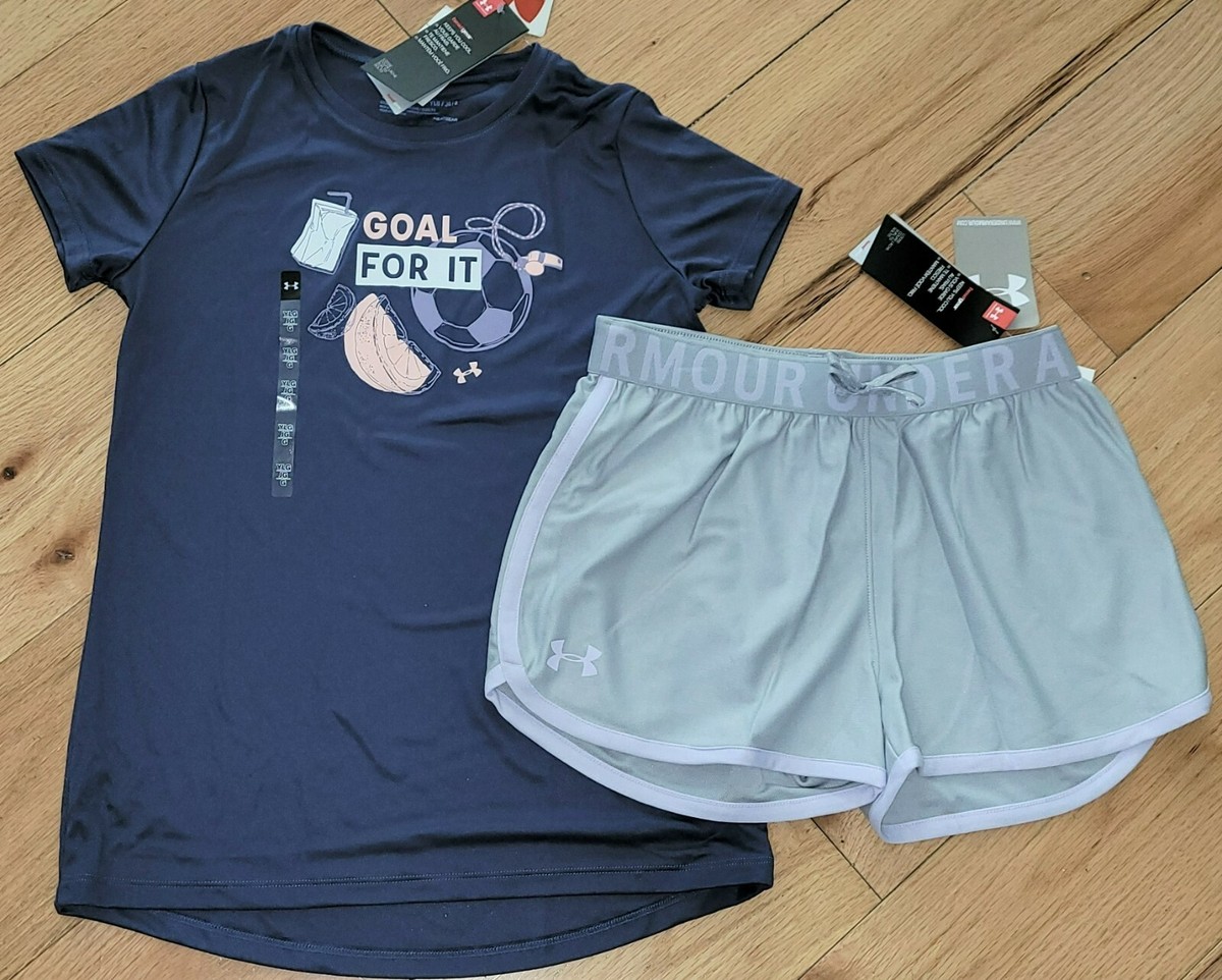 Under Armour soccer Goal For It top & shorts set NWT girls' M YMD