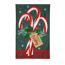 28 x 44 Candy Cane Burlap House Flag Double Sided