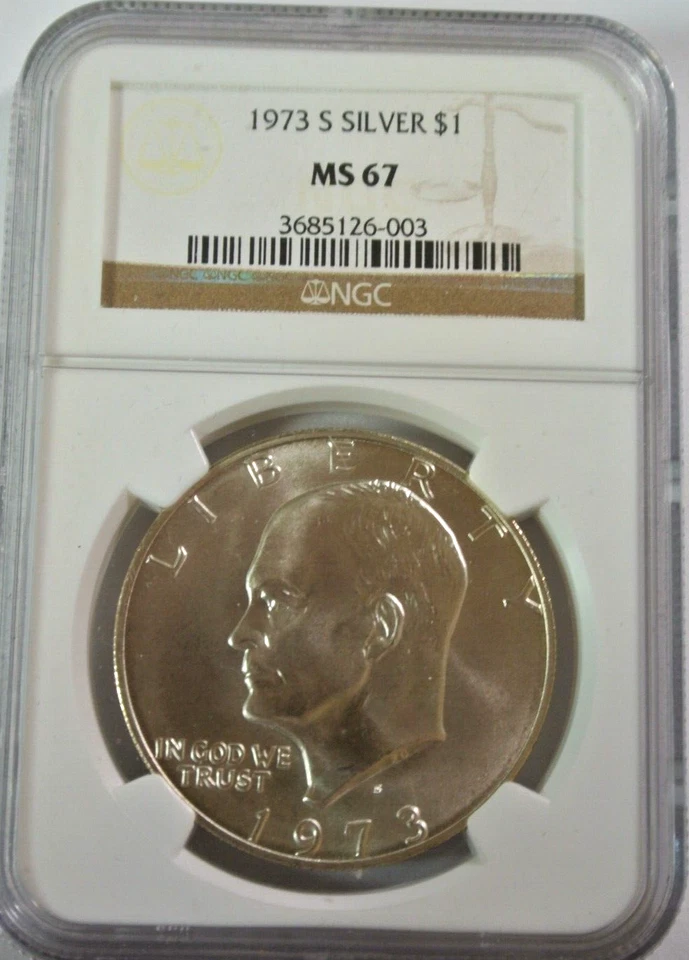1973 S Silver Eisenhower $1, NGC Graded MS 67 - Image 3 of 4