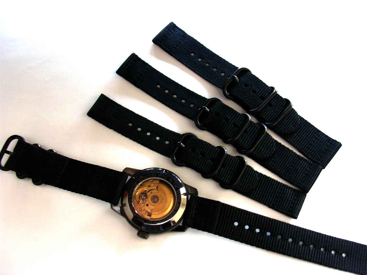 PER OROLOGIO SEIKO NATO G10 Nylon NERO GRIGIO GIALLO Cinturino - Foto 9