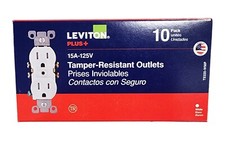 LEVITON OUTLETS 10-Pack TAMPER RESISTANT 15A-125V T5320-TMP USA Light Almond