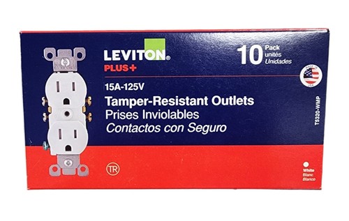 Leviton Steckdosen 10er-Pack manipulationssicher 15A-125V T5320-TMP USA Light Almond - Bild 1 von 5