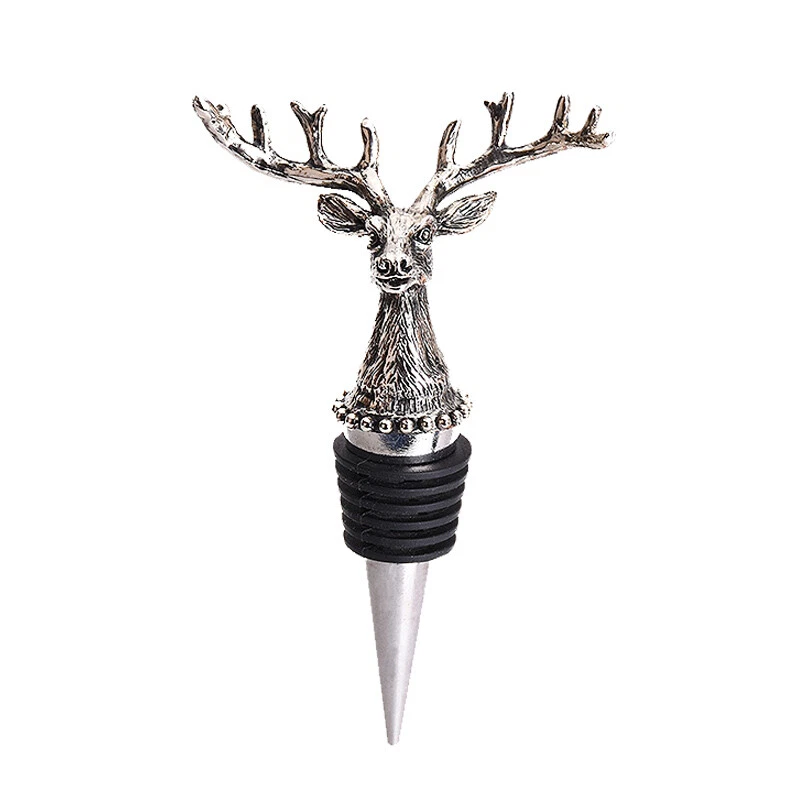 Juego creativo de vino tinto vertedor de cabeza de ciervo + tapón de botella de vino tinto al vacío de sellado Foto 2 de 4