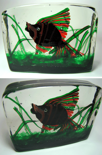 Riccardo Licata Fisch AQUARIUM 50s Cenedese Glass Murano 2,7 Kg. Glas Skulptur - Bild 7 von 8