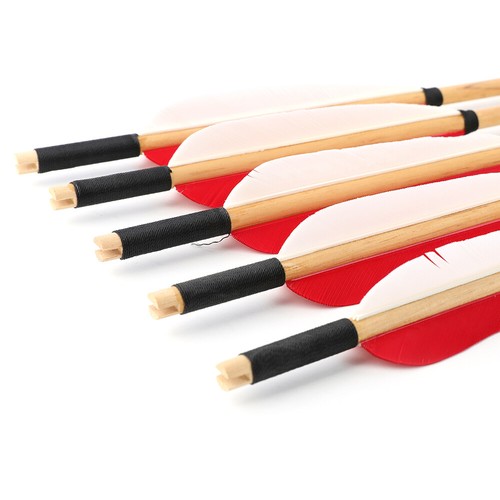 6/12pcs Wooden Arrows Turkey Feathers Diameter 8mm Handmade DIY Bow Hunting - Picture 10 of 11