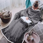 Wearable Blanket Ultra Soft Comfy Warm Plush Full Body Throw with Sleeves Gray