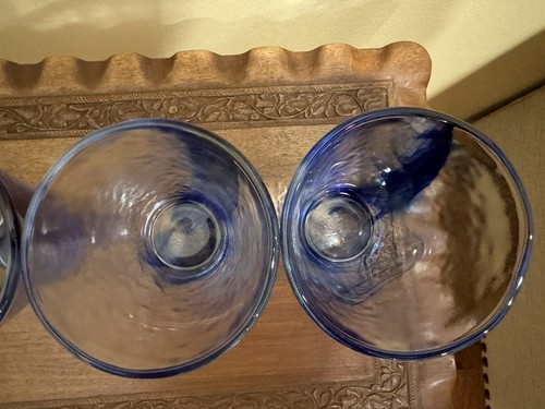 Bormioli Rocco Murano Se Of 4 Blue Cobalt Swirl Glasses Tumblers 4.25” X 3.75” - Picture 10 of 23
