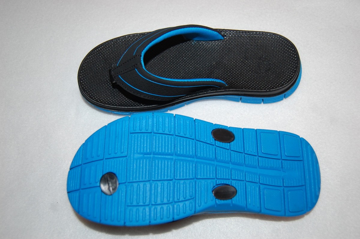 Boys Shoes BLACK BLUE FLIP FLOPS Soft Strap Textured Sole SIZE 12