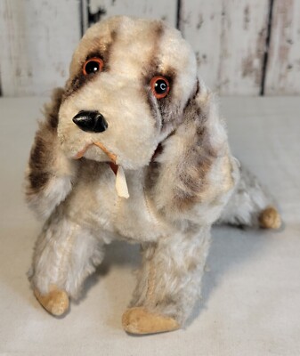 Vintage Steiff Style Cocker Spaniel Dog Plush Brown White 7