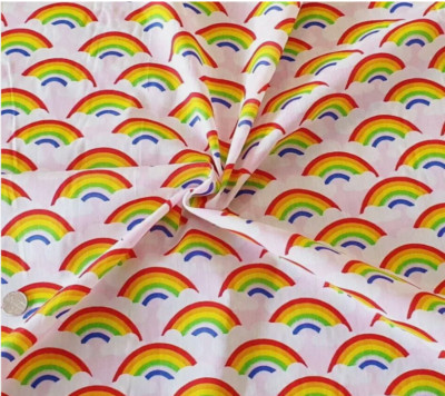 Rosa Regenbogen Polycotton Stoff Wolken Stolz Material Nähen Basteln
