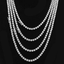 Unisex 5mm 1 Row Tennis Chain Necklace Stainless Steel Cubic Zirconia Chain