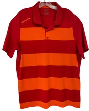 Oakley Mens Sz XL Red/Orange Striped Golf Polo Shirt (i23) NW/OTs