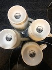4 Vtg Painted Poppy Fanci Florals Porcelain Pedestal Mugs Coffee Tea Cups 4.5" — photo 4